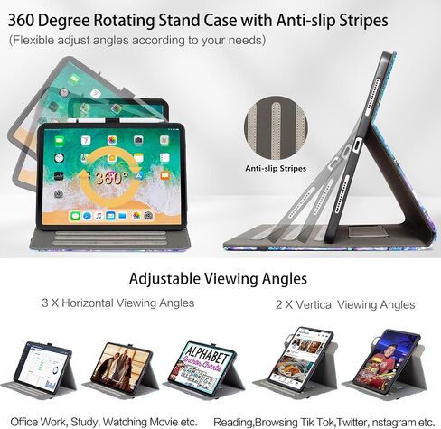 Rotating iPad Air 11 inch Case M3/M2, Case for iPad Air 5th/4th Generation 10.9 Inch,360 Swivel Multi-Angle Adjustable Stand Pencil Holder/Pocket/Hand Strap case for iPad Pro 11-inch Flowers Butterfly in Saudi Arabia