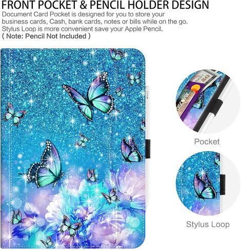 Rotating iPad Air 11 inch Case M3/M2, Case for iPad Air 5th/4th Generation 10.9 Inch,360 Swivel Multi-Angle Adjustable Stand Pencil Holder/Pocket/Hand Strap case for iPad Pro 11-inch Flowers Butterfly in Saudi Arabia