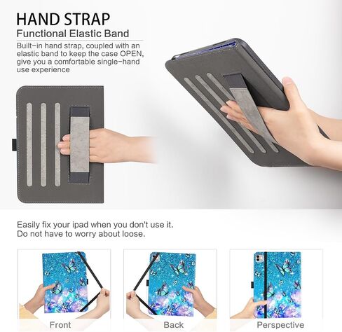Rotating iPad Air 11 inch Case M3/M2, Case for iPad Air 5th/4th Generation 10.9 Inch,360 Swivel Multi-Angle Adjustable Stand Pencil Holder/Pocket/Hand Strap case for iPad Pro 11-inch Flowers Butterfly in Saudi Arabia