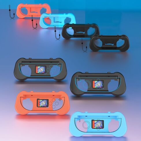 XHSESA 2PCS Controller Controller Accessories for Switch 2 - مقبض مريح مع حزام معصم لقبضة Joycon ، تصميم مضاد للانزلاق (البرتقالي الأزرق) in Saudi Arabia