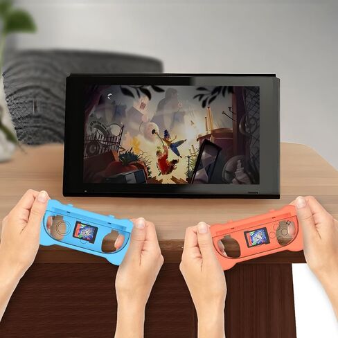 XHSESA 2PCS Controller Controller Accessories for Switch 2 - مقبض مريح مع حزام معصم لقبضة Joycon ، تصميم مضاد للانزلاق (البرتقالي الأزرق) in Saudi Arabia