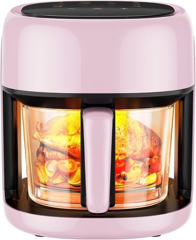 8-In-1 Glass Air Fryer, 5 QT Airfryer with Easy-View Glass Basket, Adjustable Temperature, Touch Panel Control, Circulating Heating, Compact and Large, Nonstick & Dishwasher Safe Fry Bowl in Saudi Arabia