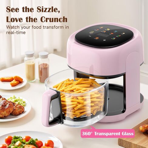 8-In-1 Glass Air Fryer, 5 QT Airfryer with Easy-View Glass Basket, Adjustable Temperature, Touch Panel Control, Circulating Heating, Compact and Large, Nonstick & Dishwasher Safe Fry Bowl in Saudi Arabia