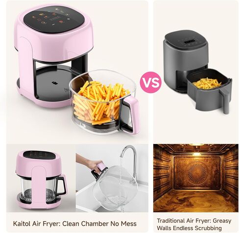8-In-1 Glass Air Fryer, 5 QT Airfryer with Easy-View Glass Basket, Adjustable Temperature, Touch Panel Control, Circulating Heating, Compact and Large, Nonstick & Dishwasher Safe Fry Bowl in Saudi Arabia