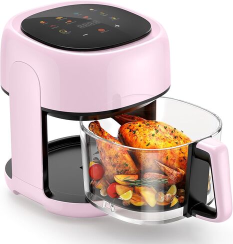 8-In-1 Glass Air Fryer, 5 QT Airfryer with Easy-View Glass Basket, Adjustable Temperature, Touch Panel Control, Circulating Heating, Compact and Large, Nonstick & Dishwasher Safe Fry Bowl in Saudi Arabia