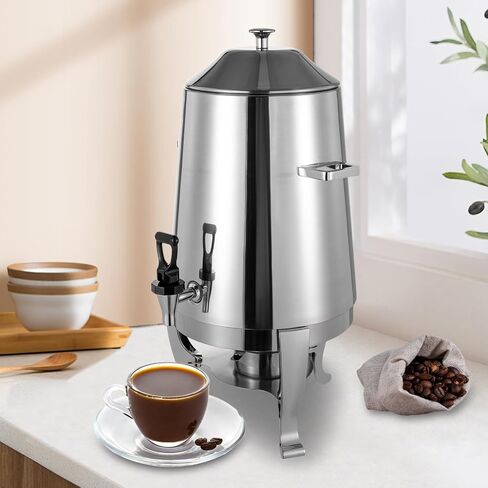 3.5 Gallon Hot Beverage Dispenser, Hot Drinks Dispenser with Spigot for Parties Buffet Catering, Stainless Steel Coffee Chafer Urn for Milk Coffee Tea Water Juice, (About 52 Cup) (Silver) in Saudi Arabia