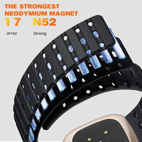 Watchband Magnetic متوافق مع Fitbit versa 3 فرق للرجال والنساء ، حزام بديل للرياضة الخفيفة الوزن القابلة للتنفس لـ Fitbit Versa 4/Sense 2/Sense in Kuwait
