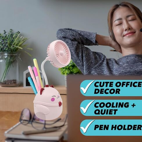 Cute Animal Table Top Yellow Fan USB-C, Fun Office Desk Accessories, Desk Fans Small Quiet Electric Plug In, Small Plug In Fan, Table Fans, Cubical Accessories for Work (Green) in Saudi Arabia
