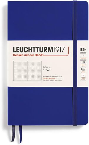 LEUCHTTURM1917 - دفتر ملاحظات ذو غلاف ورقي B6+ - 123 صفحة مرقمة للكتابة واليوميات (منقط، أسود) in Saudi Arabia
