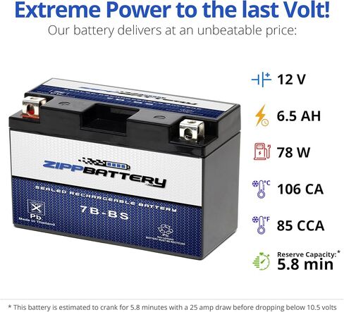 Zipp Battery YTX30L-BS Maintenance Free Replacement Battery for ATV, Motorcycle, Snowmobile, and UTV: 12 Volts, 3 Amps, 30Ah, Nut and Bolt (T3) Terminal in Saudi Arabia