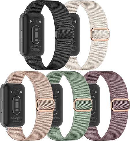 5 Pack Stretchy Nylon Compatible with Samsung Galaxy Fit 3 Watch Band, Adjustable Wristbands Sport Strap Loop for Galaxy Fit 3 SM-R390 Smartwatch Accessories - Soft, Lightweight, Elastic in Kuwait