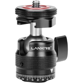 Mini Ball Head with Cold Shoe Mount - 360° Camera Ball Head with 1/4" & 3/8" Screw for DSLR, Camcorder, Light, Mic - Detachable Base Fits Tripod/Monopod - 6.6lb Load Capacity