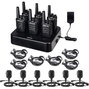 RETEVIS RT68 Walkie Talkies مع سماعة الأذن ، IP54 مقاوم للماء 2 دبوس ميكرول ميكروفر (6 عبوات) ، راديو 2 الطريق الراديو 6 حزمة لتصنيع المدارس للبالغين