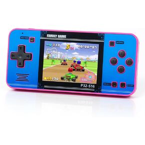 Handheld Game for Kids ，Built-in 220 32-bit Video Games, 3.0" IPS Screen, Rechargeable Portable Game , Travel Mini Arcade Electronic Toys Gift for Boys and Girls (Red+Blue)