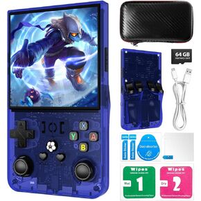 2025 New Upgrade R36MAX Retro Handheld Game Console with 64G Built-in 18000+ Classic Games,Support 20+ Emulators,4.0inch IPS Screen Video Player, Rechargeable Portable Pocket Arcade(Blue)