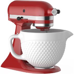 GVODE Ceramic Mixer Attachment Fit 4.5-5Q Tilt-Head Models, 5Qt Ceramic Bowl for Kitchenaid Mixers, Vintage Pineapple Design | Microwave & Dishwasher Safe Baking Accessories
