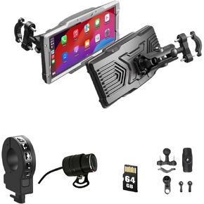 Ride Smarter, Stay Safer: 8.1-Inch Waterproof Motorcycle CarPlay & Android Auto Display with Dual Dash Cams, GPS Tracking & 2K Clarity
