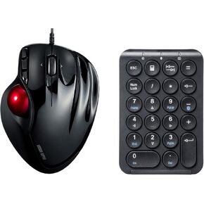 Sanwa TB44BKN Wired Trackball + Bluetooth Numeric Keypad ، الفئران الأسطوانة القابلة للبرمجة ، من 400 إلى 1600 نقطة في البوصة ، محاسبة مالية محمولة ، متوافقة مع Mac و Windows و Ludge و PC و Black