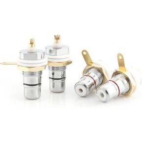4X RCA Female Panel Mount Plug Socket Adapter, Female Panel Mount Plug Adapter for Receiver, Subwoofer, Speaker, Audio Equipment Parts