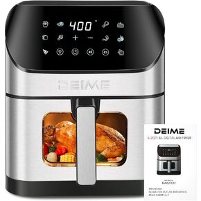 Air Fryer 6.2 QT Oilless 1500W سعة كبيرة من المقايض الطهي الهوائية مع 12 وظيفة ، نافذة طهي بصرية ، سلة غير لاصقة ، التحكم في درجة الحرارة