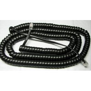 5-Pack Lot Flat Black 25 Ft Long Handset Cords Polycom Compatible VVX Series IP Phone 201 250 300 301 310 311 350 400 401 410 411 450 500 510 600 601 Receiver Charcoal Curly Coil