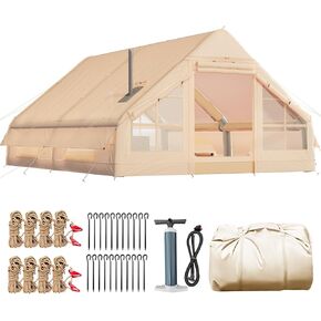 YOLENY Classic Inflatable Camping Tent for 6-12 Person, 4 Season Blow Up Tent with Mesh Windows & Pumps