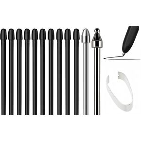 Soft Metal Nibs Tips Replacement For Samsung Galaxy Tab S10 Ultra Spen S9 S8 S7 S10+ S9+ S8+ Tab S9 Ultra S6 Lite S24 S23 S22 Ultra Note 9 Note 8 S Pen King Write + Tool, 10Pcs Standard + 2 Pcs Metal