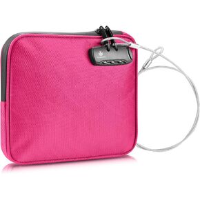 Beach Locking Bag, 9x7.5 Inch Portable Safe for Phone, Wallet, Keys | Anti-Theft Locking Travel Pouch for Pool, Vacation (Black)