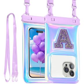 Waterproof Phone Pouch, IP68 Floating Waterproof Phone Case, Dry Bag Beach Essentials with Adjustable Lanyard for iPhone 16 Pro Max /15 Pro/Galaxy S24 S23, Up to 7.0'', Glitter Pink, 1 Pack