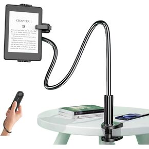Kindle Holder with Remote Page Turner, Tablet Stand for Reading in Bed, Hands Free Kindle Accessories, Gifts for Readers