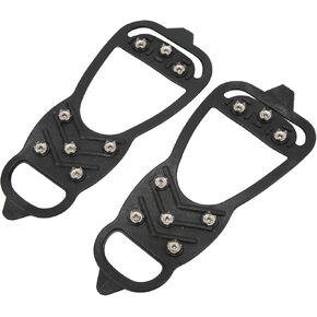 Rubber Non Slip Crampons with Steel Nails, Portable Ice Traction Cleats for Walking on Snow and Ice, Very Convenient for Ice Fishing, Jogging, Climbing
