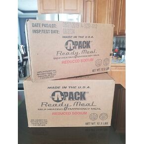 1 Month Supply MRE A-Pack Self-Heating Full Meal 4 Cases of 12 entrees with MRE Heaters