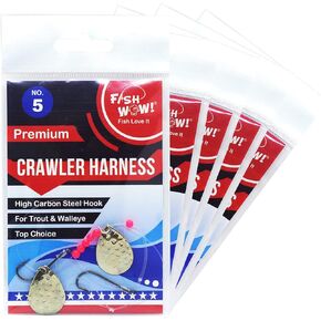 5pks Fish WOW!® 2-Hook Crawler Harness Walleye Spinner Rig #5