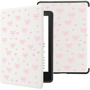 Idocolors Case for 7" Kindle Paperwhite 12th Generation 2024 New Kindle Paperwhite, New Paperwhite Case 2024 e-Reader - Ultra-Thin Lightweight Protective Cover with Auto Sleep/Wake, Pink Bow