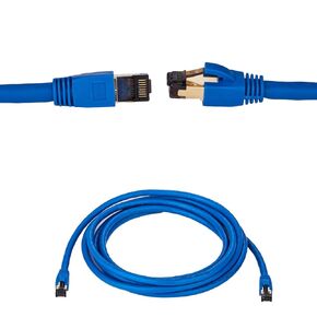 Cat8 SFTP Ethernet Patch Cable 26AWG, Pure Copper, Shielded, Fluke Tested, High-Speed 40Gbps Data Transfer, 2000MHz Bandwidth, for Servers, Gaming, and Networking Blue (50FT)