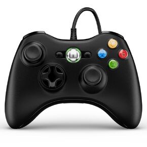 ISHAKO Wired Controller for Xbox 360 and PC, Dual Vibration Gamepad, Ergonomic Design, Compatible with Windows 7/8/10/11 (White, 1-Pack)