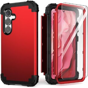 IDweel for Galaxy S25 5G Case with Screen Protector, Hybrid 3 in 1 Shockproof Heavy Duty Protection Hard PC Bumper+Soft Silicone Protective Full Body Cover for Samsung Galaxy S25 5G 6.1", Rose Gold