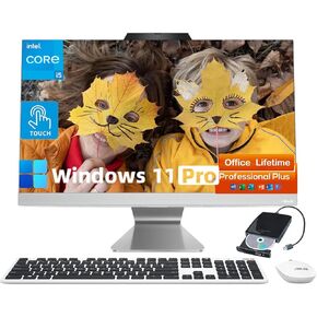 ASUS All-in-One Computer with 23.8'' FHD Touchscreen, Windows 11 Pro, Lifetime Office License, Core i5-1235U(up to 4.4 GHz), AI Noise-Canceling Technology, Wi-Fi 6, 720p Camera (16GB RAM, 512GB SSD)