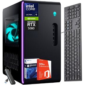 Alienware Aurora R16 2025 Gaming Desktop Computer, NVIDIA RTX 5080 16GB GDDR7, Intel Ultra 9 285K(Up to 5.7GHz), Wi-Fi 7, 64 GB DDR5, 2 TB SSD, Custom RGB Lights, Win 11 Pro, Office Pro Lifetime