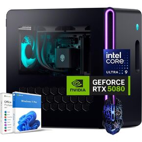 Alienware Aurora ACT1250 Gaming Desktop, Intel Core Ultra 9 285K(24-Core, up to 5.6GHz), NVIDIA GeForce RTX 5080 GDDR7(> 4090), 16GB DDR5 RAM, 2TB M.2 PCIe SSD, WiFi 7, Win11P&Office Lifetime License