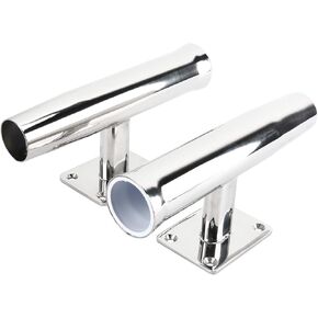 Amarine Made Wall Mounted Stainless Steel Tournament Style Rod Holder, Transom Mounted - 90 Degree (2-Pack)