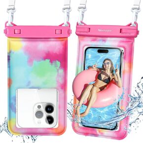 Niveaya Tie Dye Floating Waterproof Phone Pouch - 2 Pack Universal Waterproof Phone Case Up to 7",Phone Dry Bags with Adjustable Lanyard for Vacation Beach Swimming Pool Kayak Cruise Travel Essentials