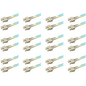 SpeedyFiberTX - 12-Pack 0.50 Meter Multimode OM3 Duplex SC to SC Fiber Patch Cable, Corning OM3 ClearCurve 50/125 Optical Fiber, Fire Retardant Plenum Cable Jacket