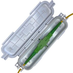 Fiber Optic Cable Splice Enclosure - 2 Pack - Dust & Water Resistant Fiber Optic Cable Pass Through Distribution Box Connects & Protects Your Cord from The Elements, Includes 4 couplers