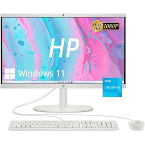 HP 21.5" Full HD Display All-in-One Desktop Computer,Intel Celeron J4025 Processor,4GB DDR4,128GB SSD, Bluetooth,USB-C, Webcam,HDMI,RJ-45, Wi-Fi 6, LED, Windows 11 Home, Cashmere White