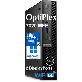 Dell Optiplex 7020 MFF 7000 Tiny Mini Business Desktop Computer ، 32GB DDR5 RAM ، 1TB PCIE SSD ، 14th Gen Intel 14-Core I5-14500T (Beat I7-13700T) ، WiFi 6E ، 2 DisplayPorts ، HDMI ، Type-C ، Windows 11 Pro
