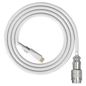 White | Coiled USaB C Cable for Computer Keyboard Double Sleeved Mechanical Keyboard Cable with Detachable Metal Aviators USaB C New 2026 High for Reliable Electronic Component