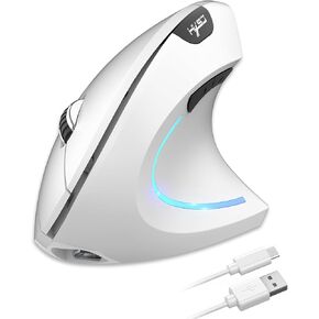 Ergonomic Vertical Mouse, Bluetooth Rechargeable Wireless Mouse with 800/1200/1600 DPI, 6 Silent Buttons, Computer Mice for Windows, Linux, Mac