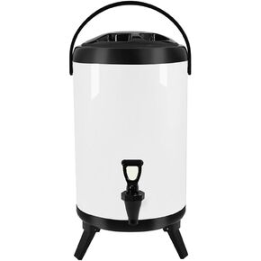 SOGA 8L Stainless Steel Insulated Milk Tea Barrel Hot and Cold Beverage Dispenser Container with Faucet Black (White)