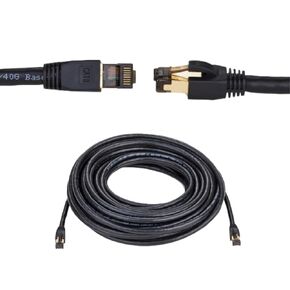 Cat8 SFTP Ethernet Patch Cable 26AWG, Pure Copper, Shielded, Fluke Tested, High-Speed 40Gbps Data Transfer, 2000MHz Bandwidth, for Servers, Gaming, and Networking Black (25FT)